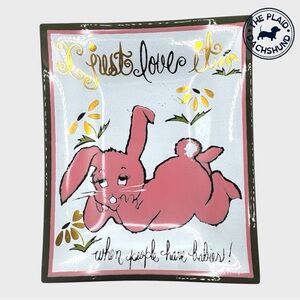 Vintage Pink Bunny Decorative Tray